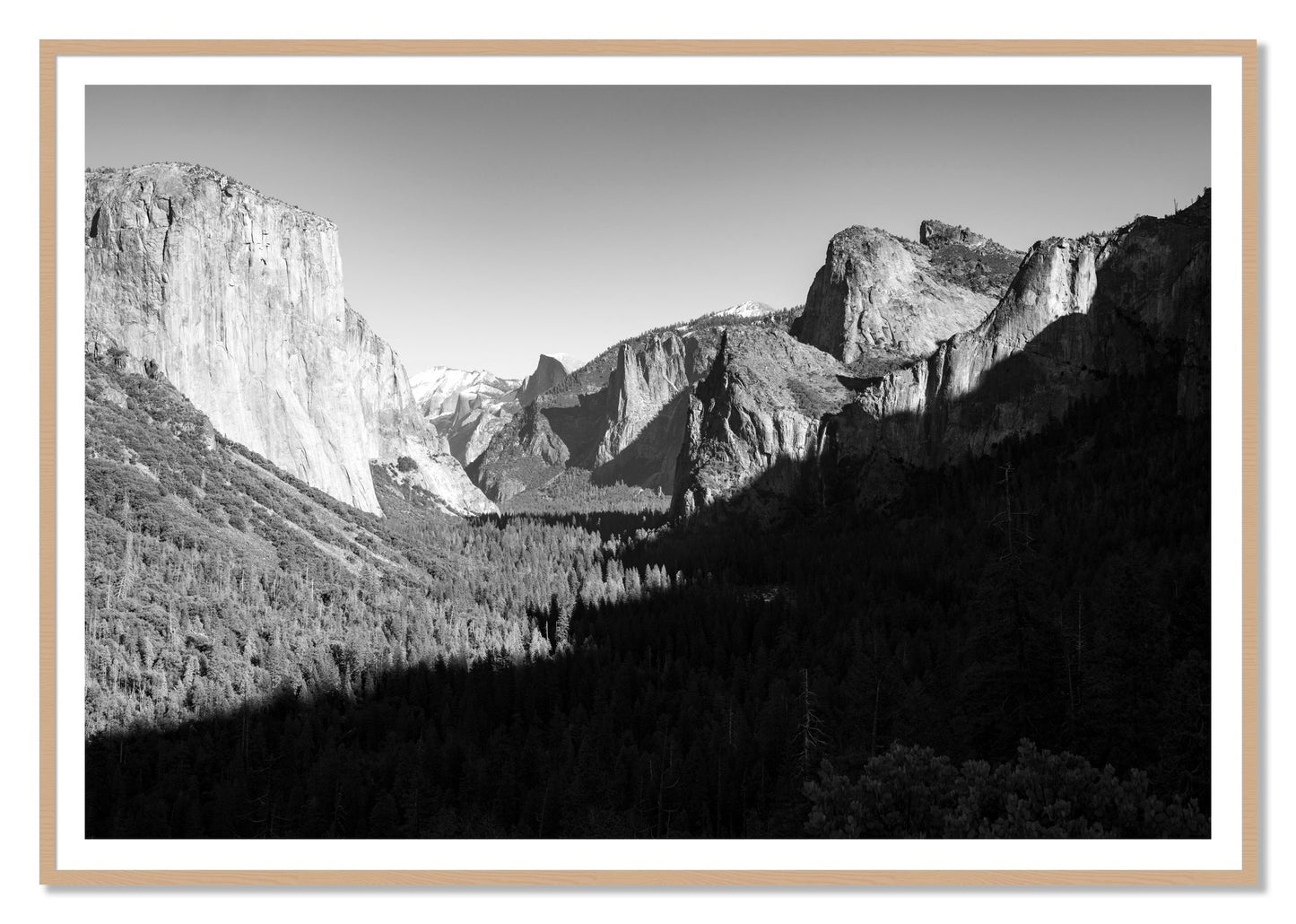 Framed photograph of Yosemite by Dylan Ozanich, Oak frame, Borders