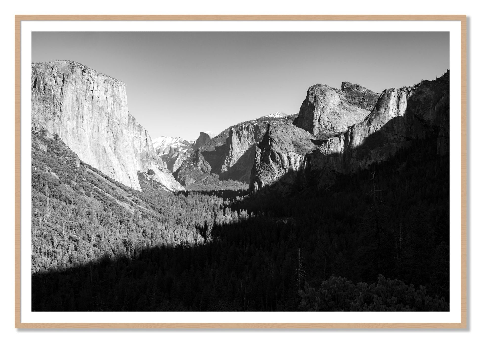Framed photograph of Yosemite by Dylan Ozanich, Oak frame, Borders