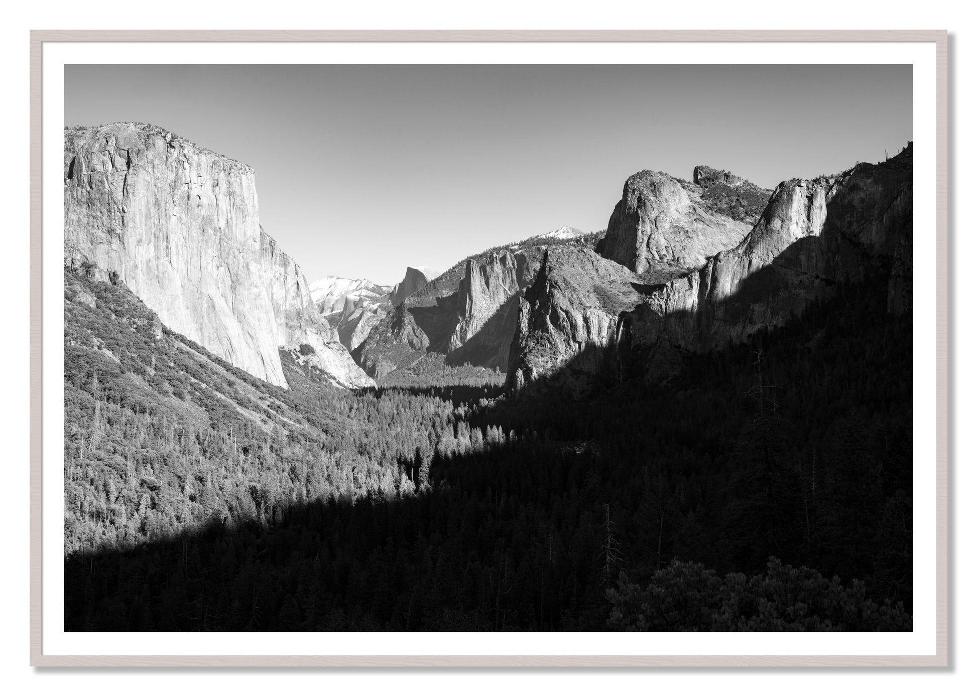 Framed photograph of Yosemite by Dylan Ozanich, White Maple frame, Borders