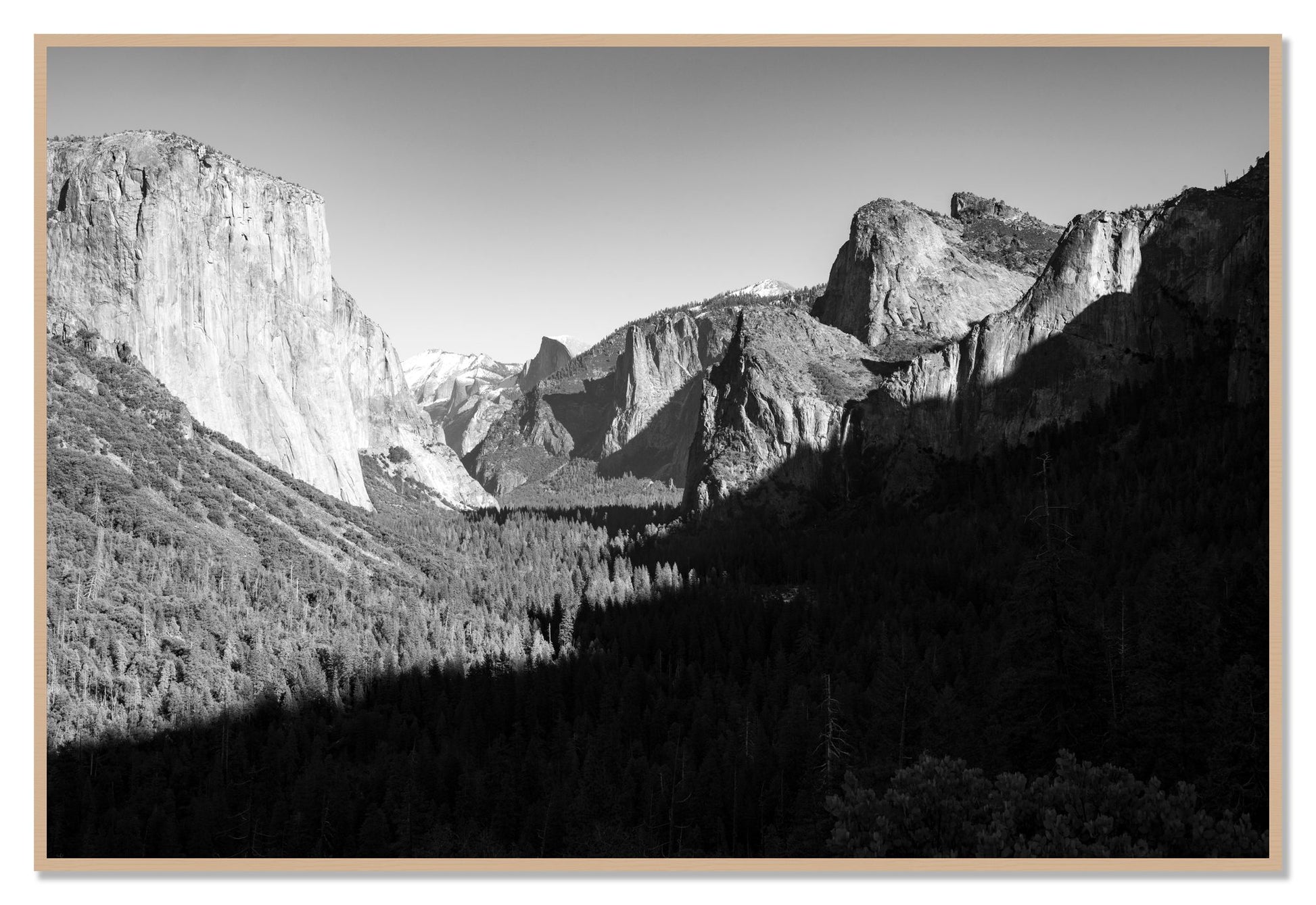 Framed photograph of Yosemite by Dylan Ozanich, Oak frame, Full Bleed