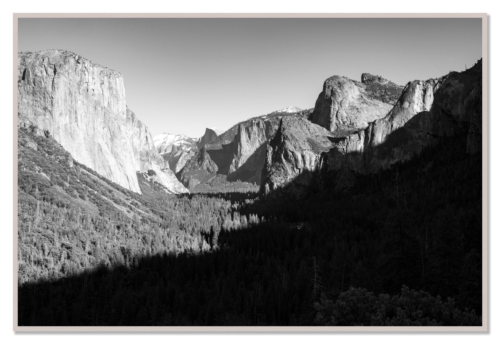 Framed photograph of Yosemite by Dylan Ozanich, White Maple frame, Full Bleed