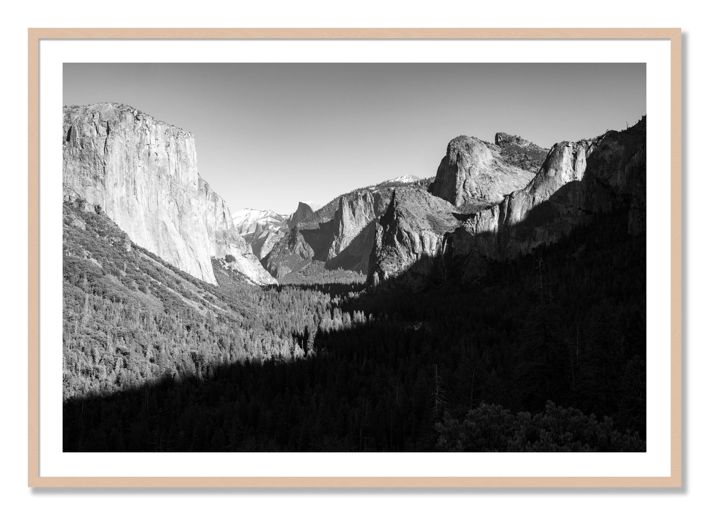 Framed photograph of Yosemite by Dylan Ozanich, Maple frame, Borders
