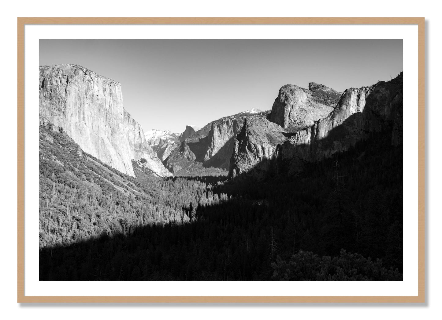 Framed photograph of Yosemite by Dylan Ozanich, Oak frame, Borders