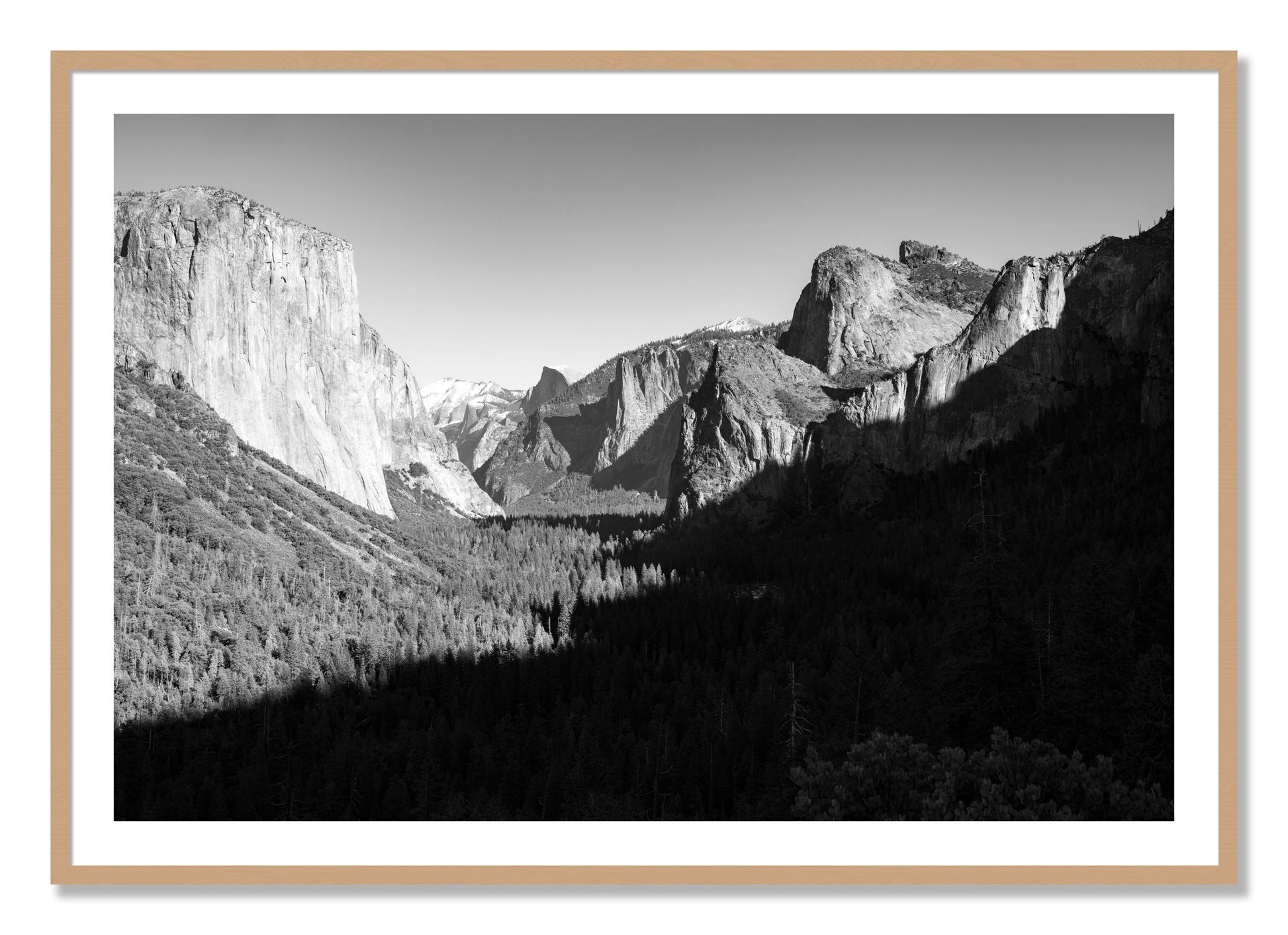 Framed photograph of Yosemite by Dylan Ozanich, Oak frame, Borders