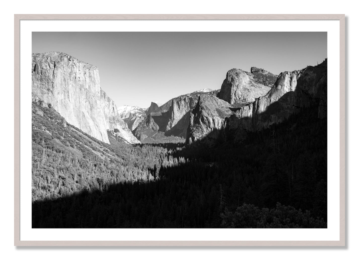Framed photograph of Yosemite by Dylan Ozanich, White Maple frame, Borders