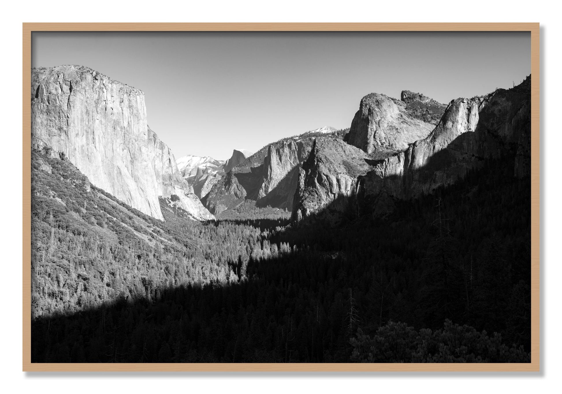 Framed photograph of Yosemite by Dylan Ozanich, Oak frame, Full Bleed
