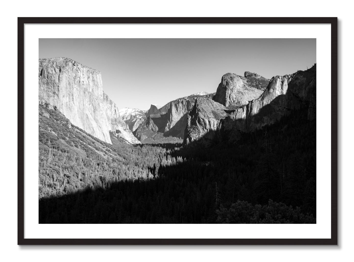 Framed photograph of Yosemite by Dylan Ozanich, Black Walnut frame, Borders