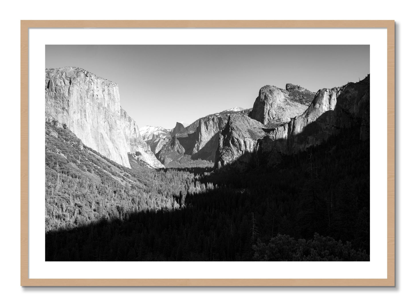 Framed photograph of Yosemite by Dylan Ozanich, Oak frame, Borders