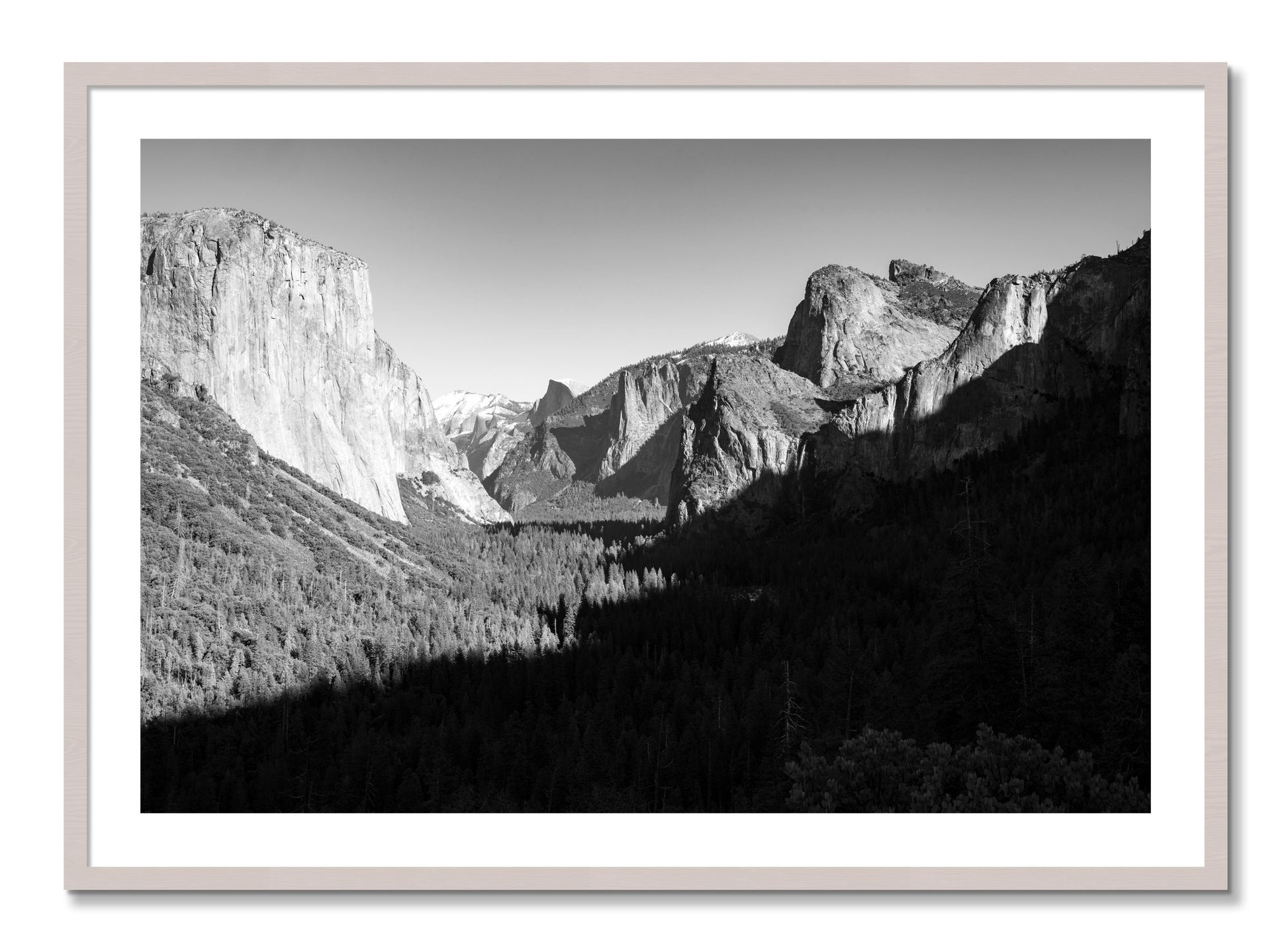 Framed photograph of Yosemite by Dylan Ozanich, White Maple frame, Borders