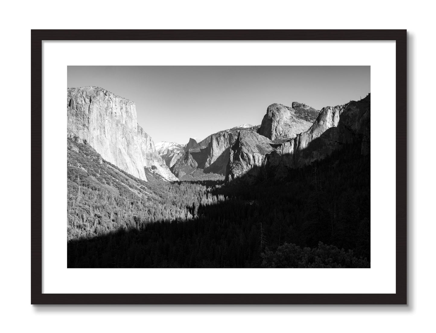 Framed photograph of Yosemite by Dylan Ozanich, Black Walnut frame, Borders
