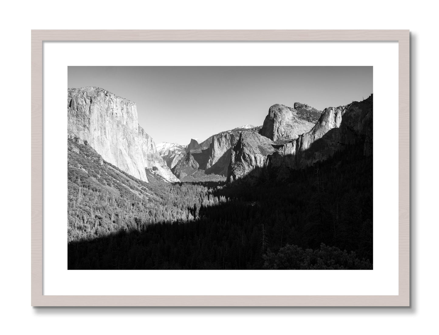 Framed photograph of Yosemite by Dylan Ozanich, White Maple frame, Borders
