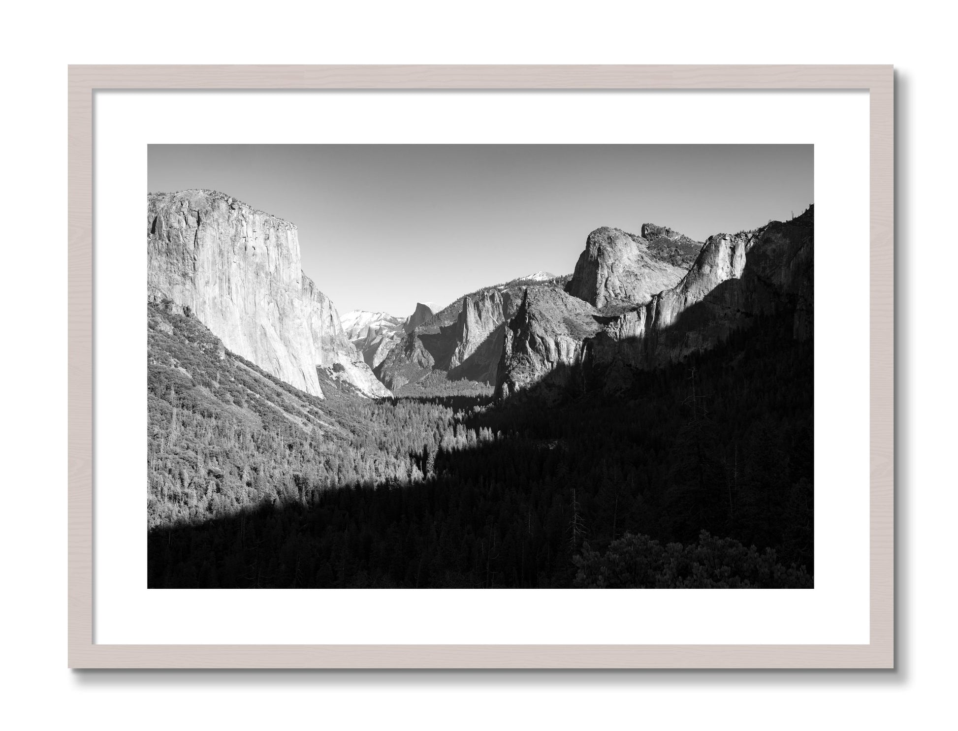 Framed photograph of Yosemite by Dylan Ozanich, White Maple frame, Borders