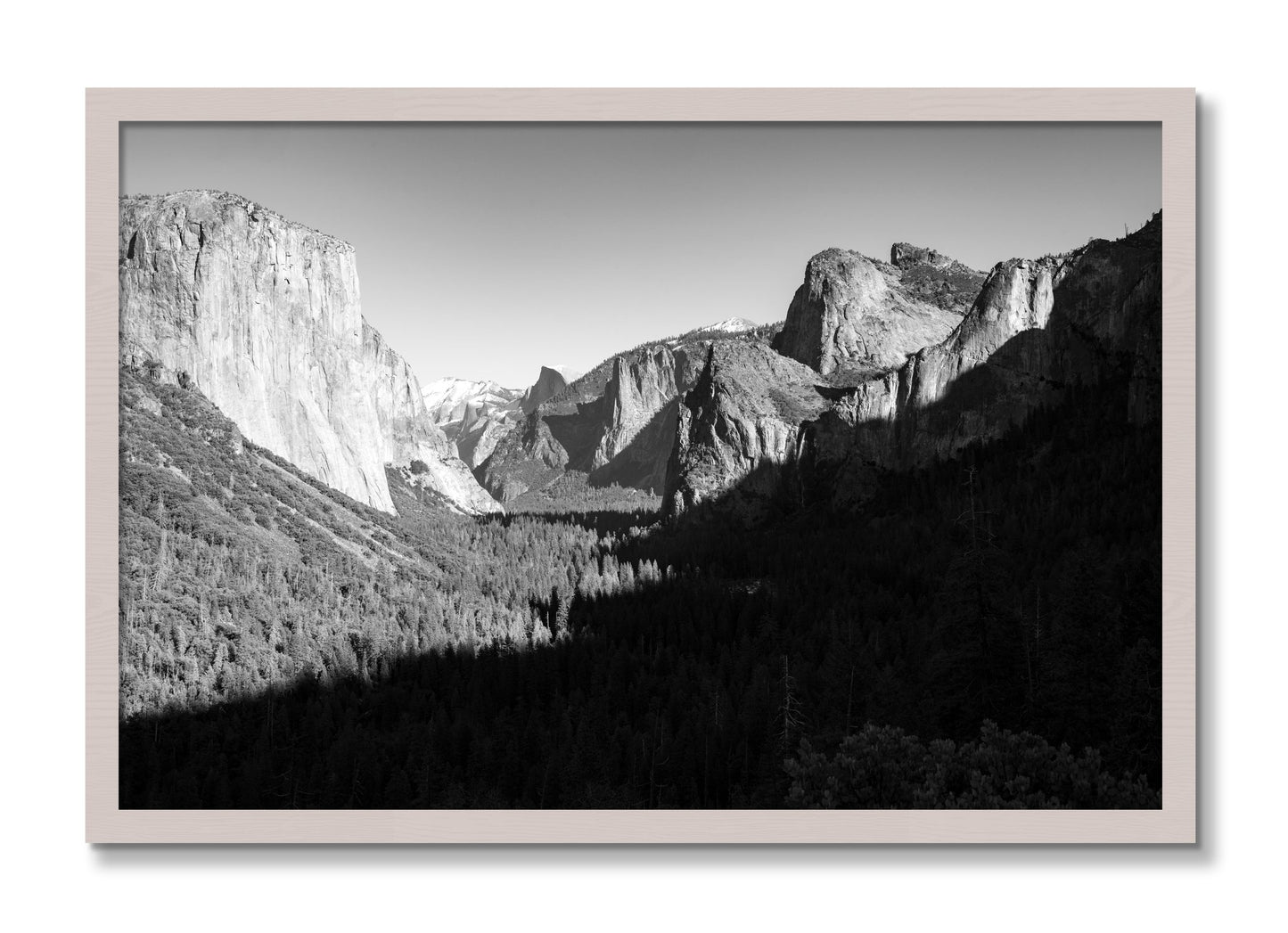 Framed photograph of Yosemite by Dylan Ozanich, White Maple frame, Full Bleed