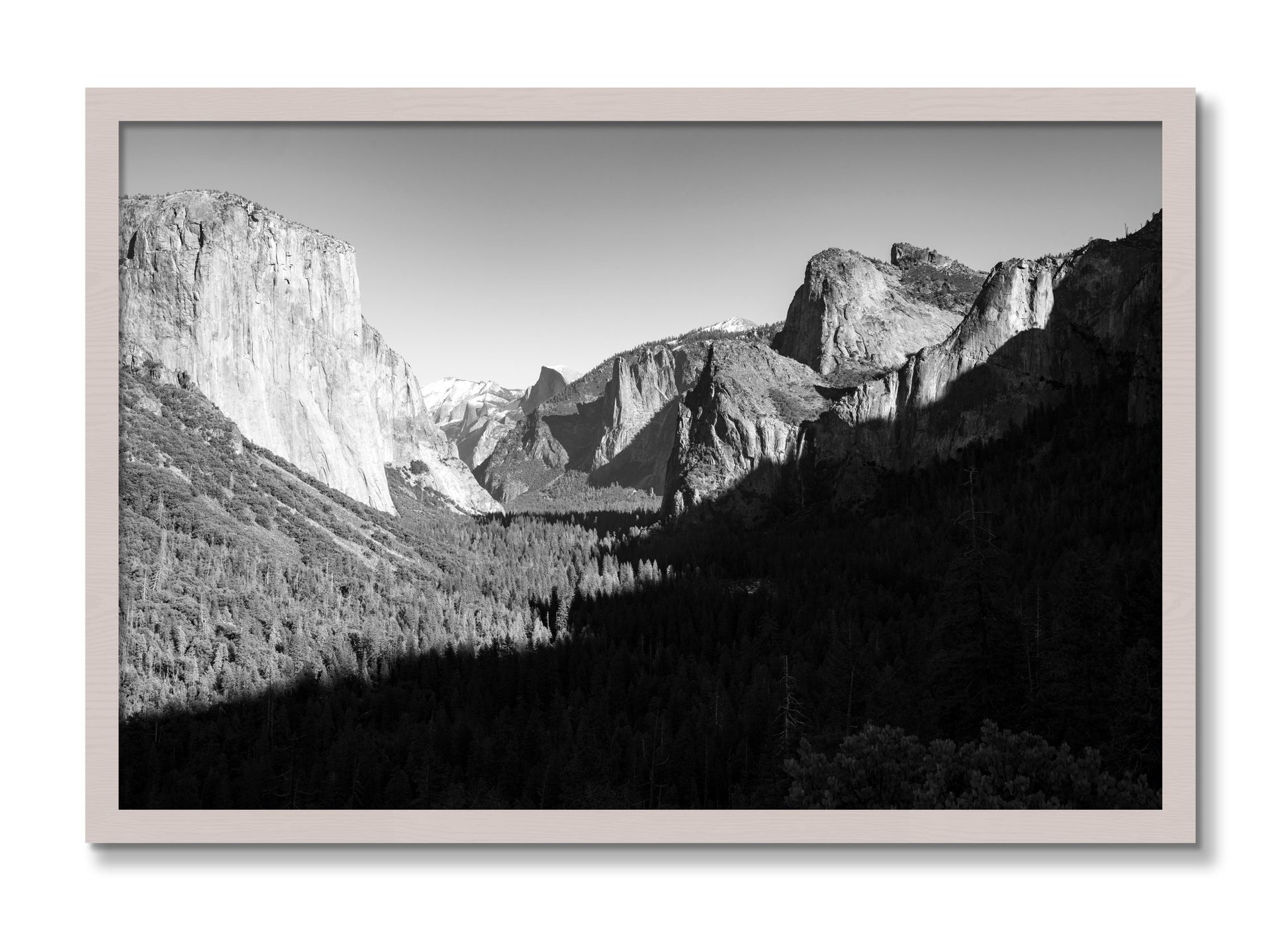 Framed photograph of Yosemite by Dylan Ozanich, White Maple frame, Full Bleed