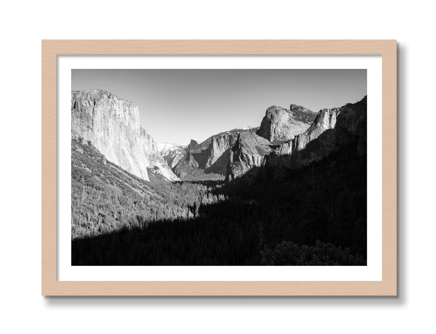 Framed photograph of Yosemite by Dylan Ozanich, Maple frame, Borders