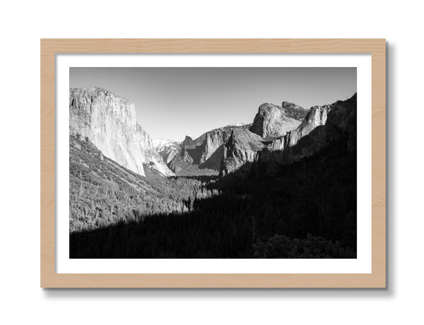 Framed photograph of Yosemite by Dylan Ozanich, Oak frame, Borders
