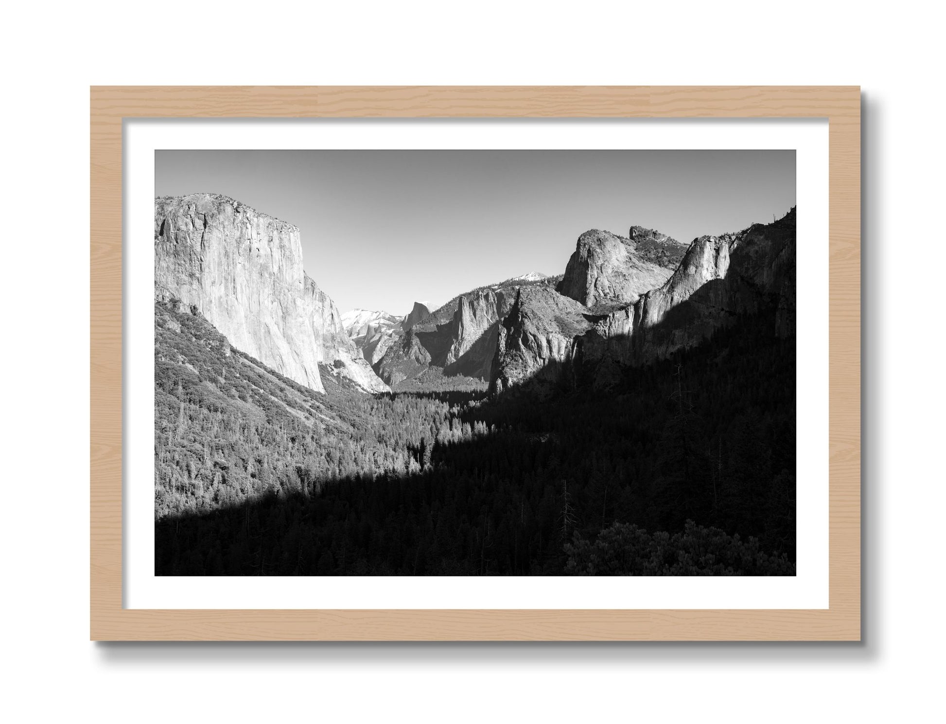 Framed photograph of Yosemite by Dylan Ozanich, Oak frame, Borders