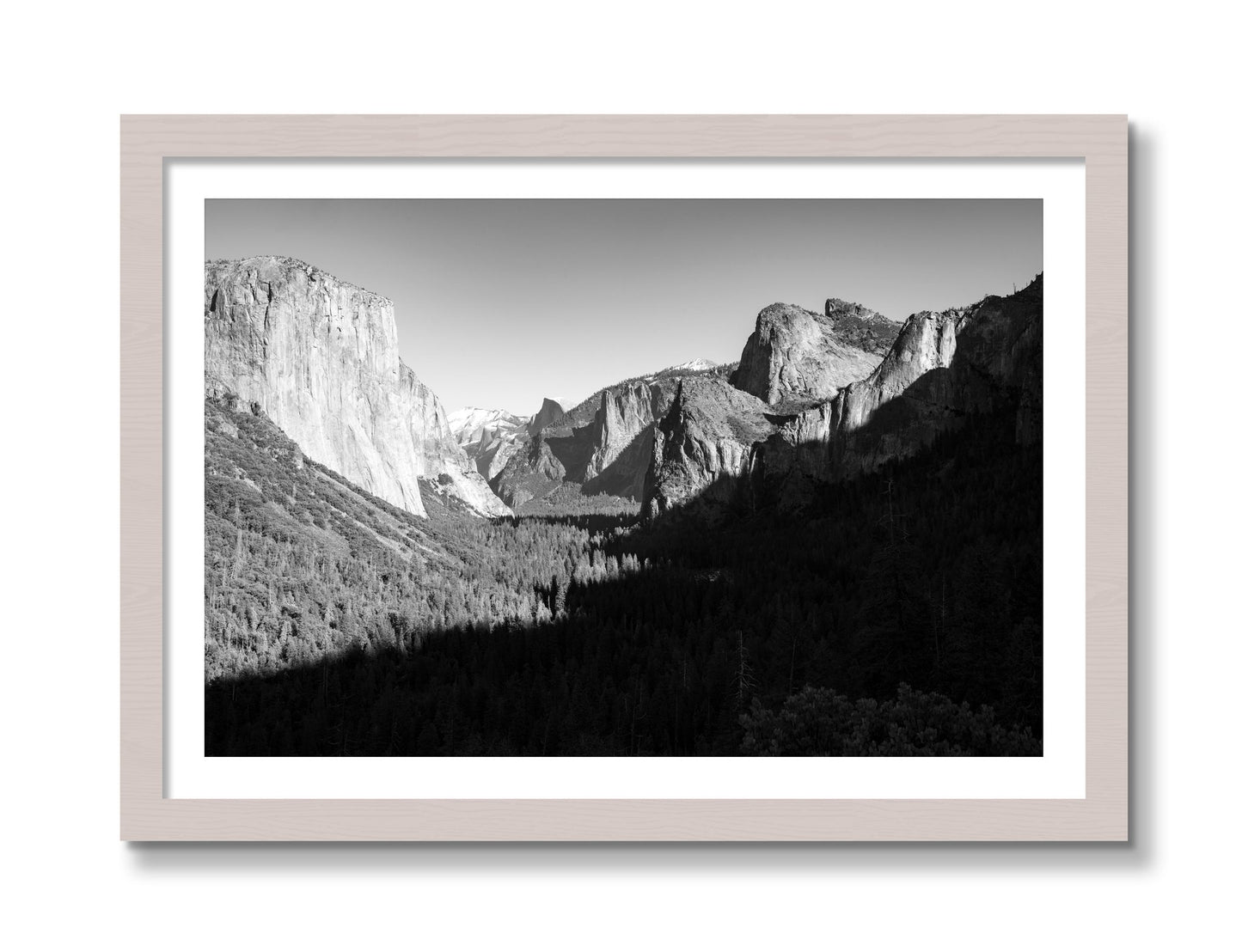 Framed photograph of Yosemite by Dylan Ozanich, White Maple frame, Borders