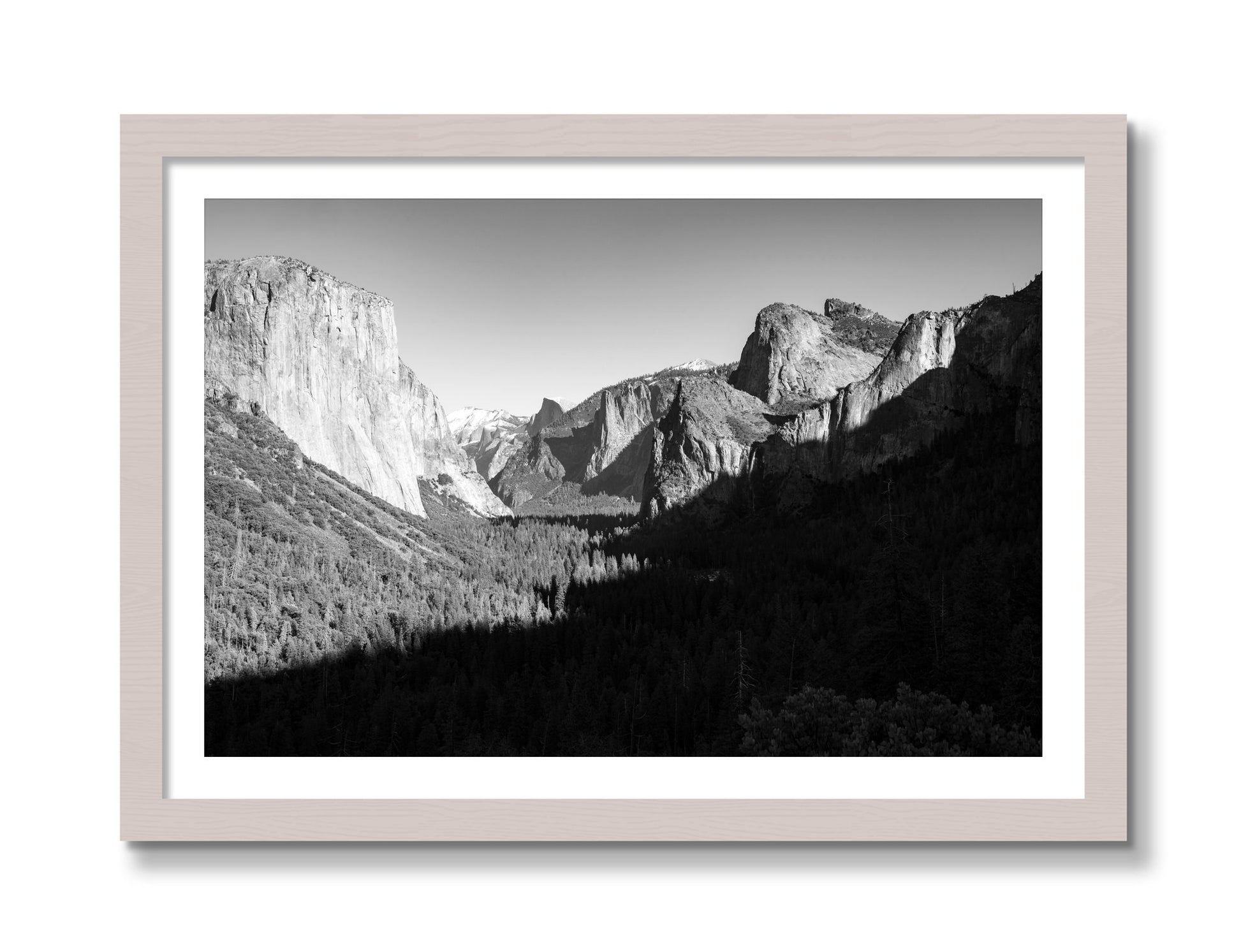 Framed photograph of Yosemite by Dylan Ozanich, White Maple frame, Borders