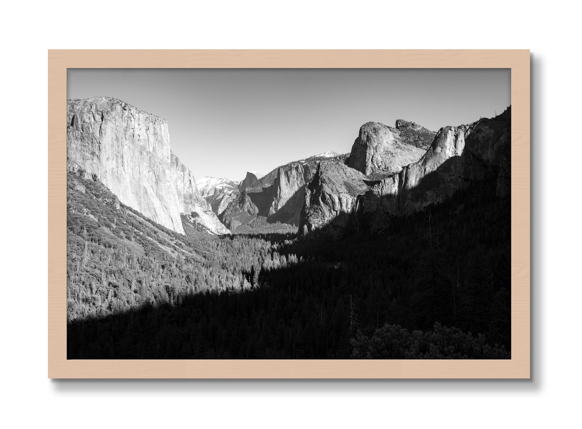 Framed photograph of Yosemite by Dylan Ozanich, Maple frame, Full Bleed