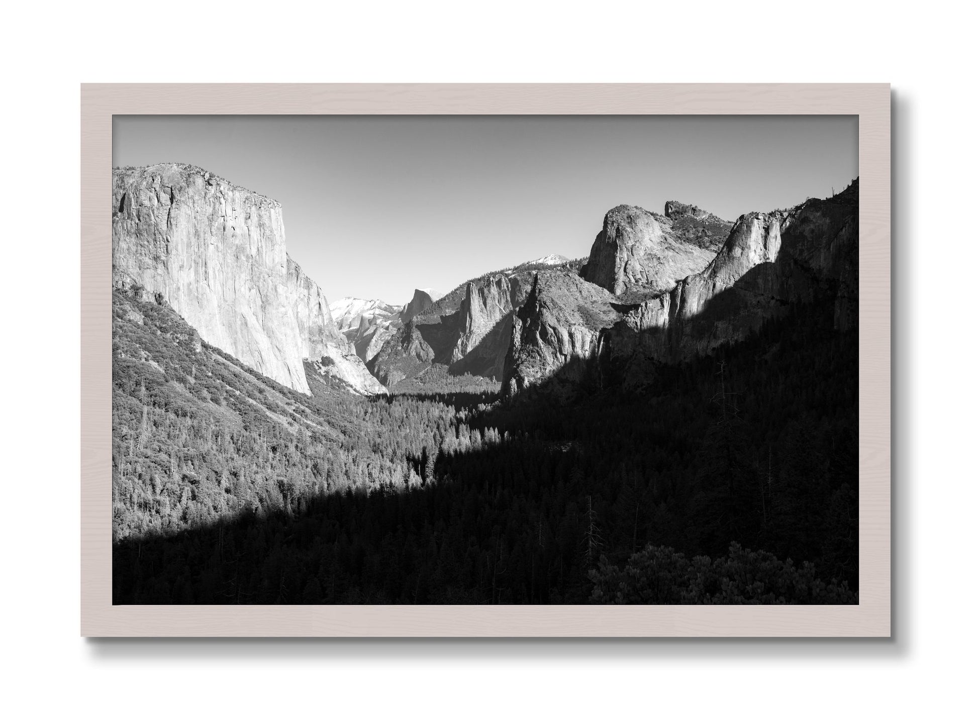 Framed photograph of Yosemite by Dylan Ozanich, White Maple frame, Full Bleed