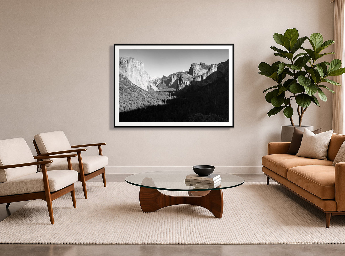 Framed photograph of Yosemite by Dylan Ozanich displayed on a wall