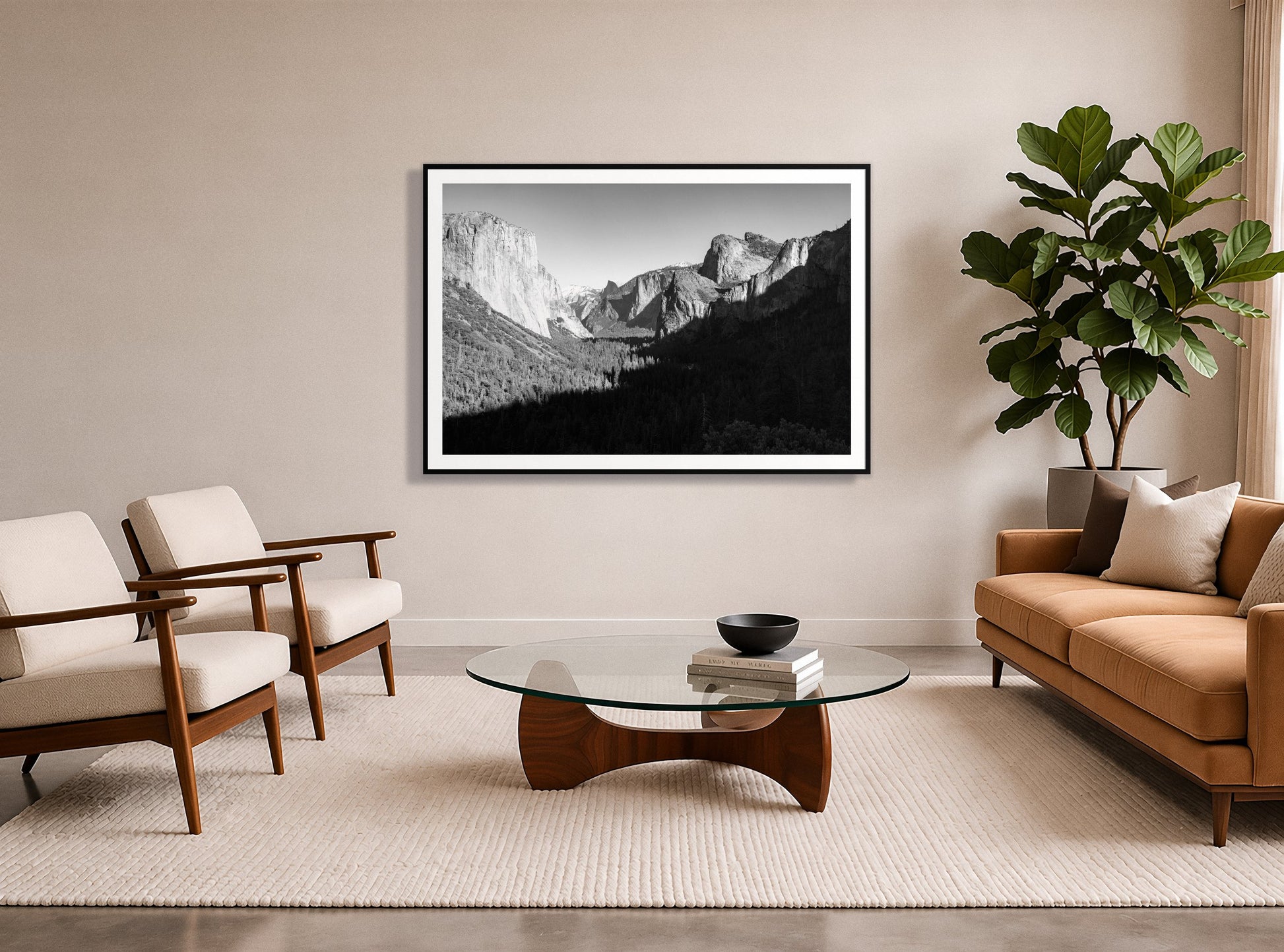 Framed photograph of Yosemite by Dylan Ozanich displayed on a wall